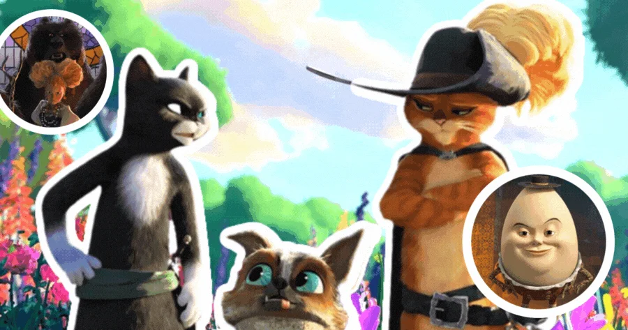 What are the main characters in DreamWorks' Puss In Boots: The Last Wish?